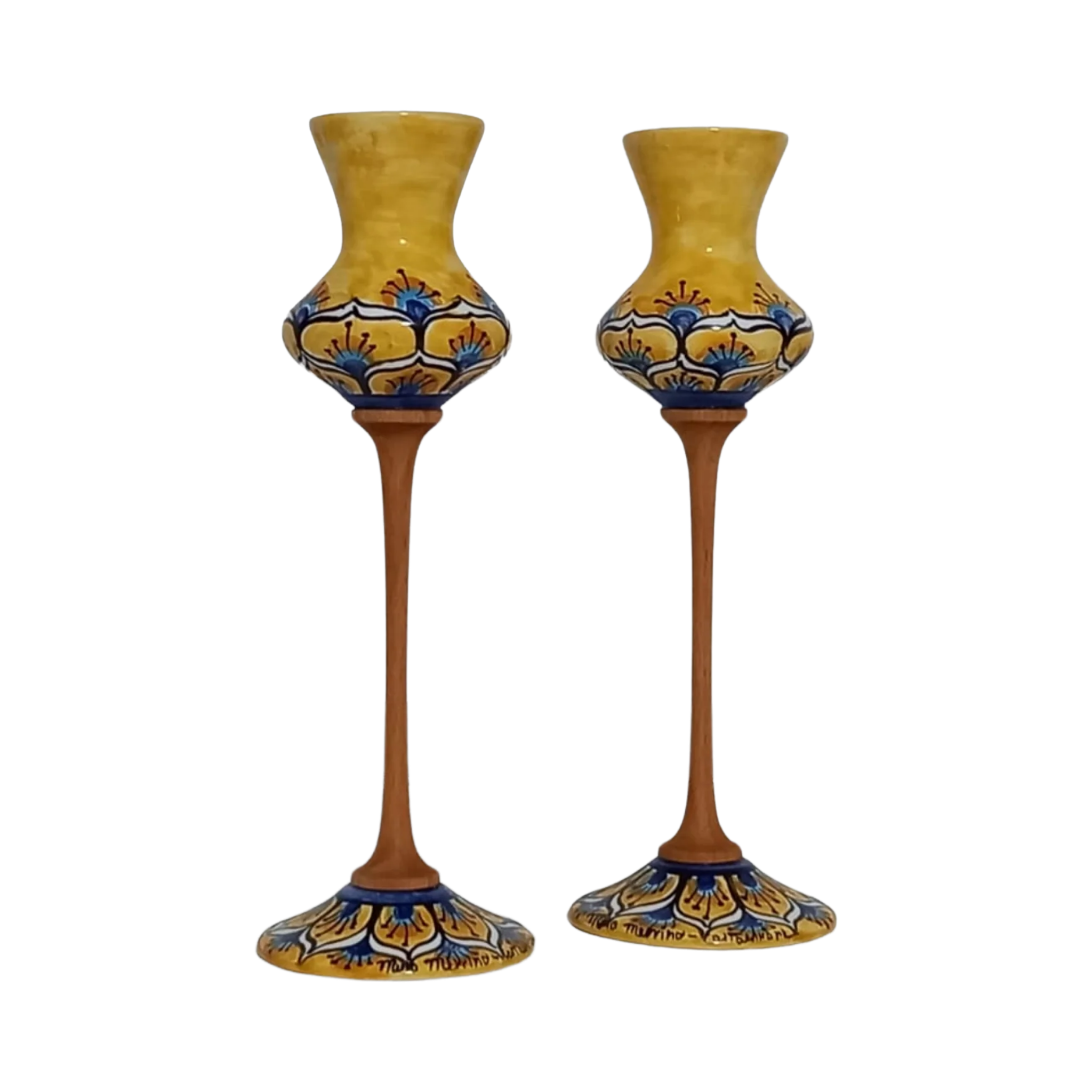 Bicchiere da Grappa in ceramica – Coda di Pavone Giallo