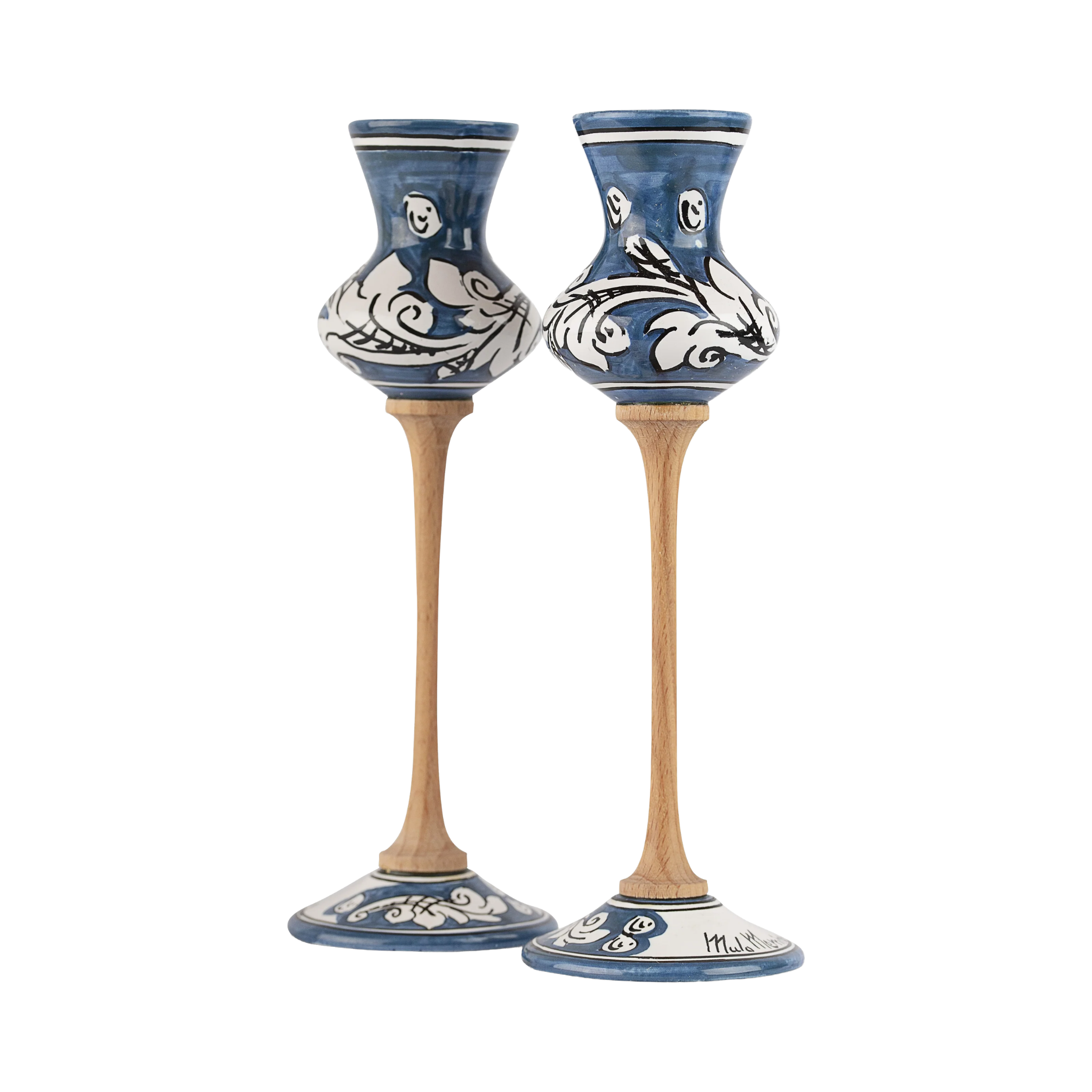 Bicchiere da Grappa in ceramica – Ornato Blu