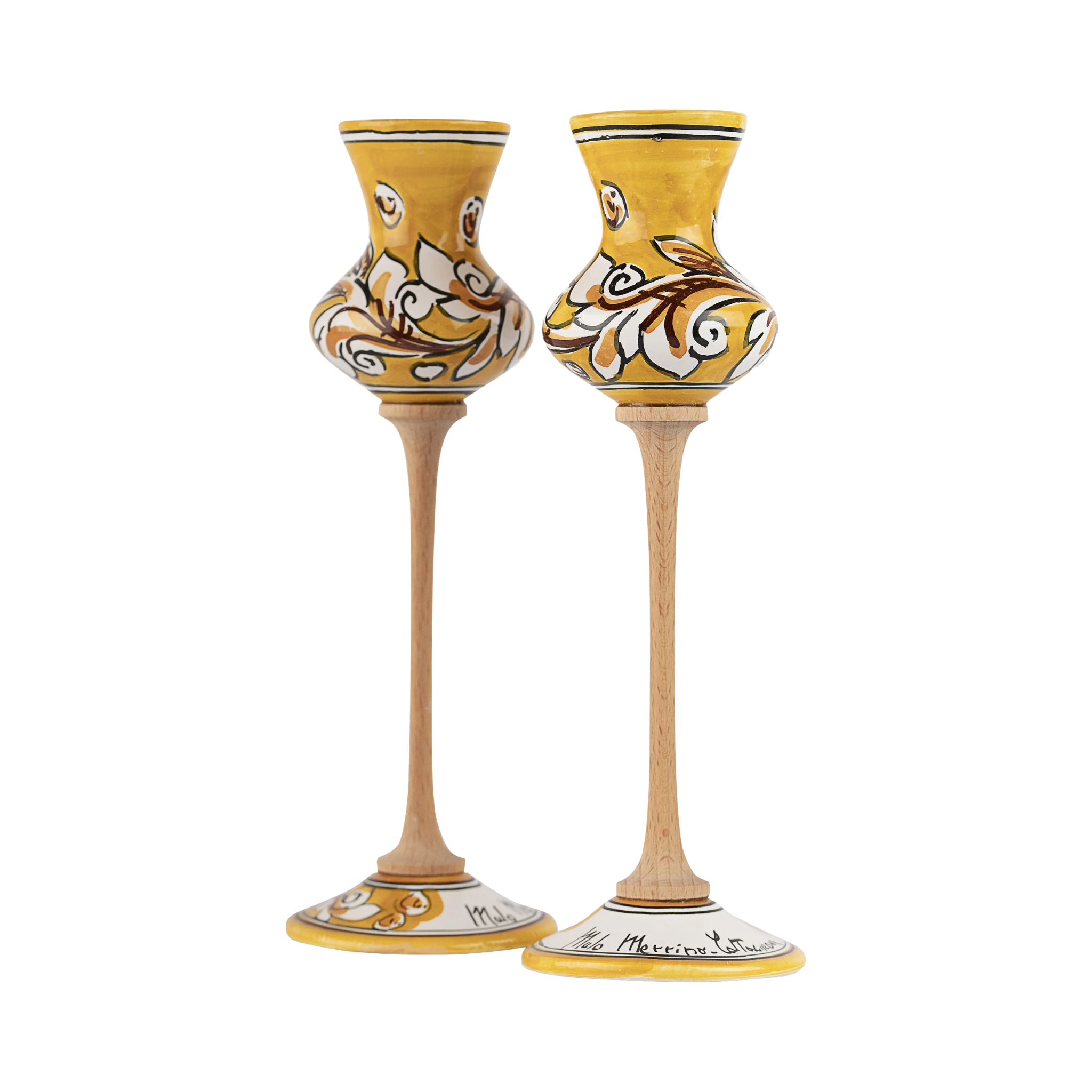Bicchiere da Grappa in ceramica – Ornato Giallo 2