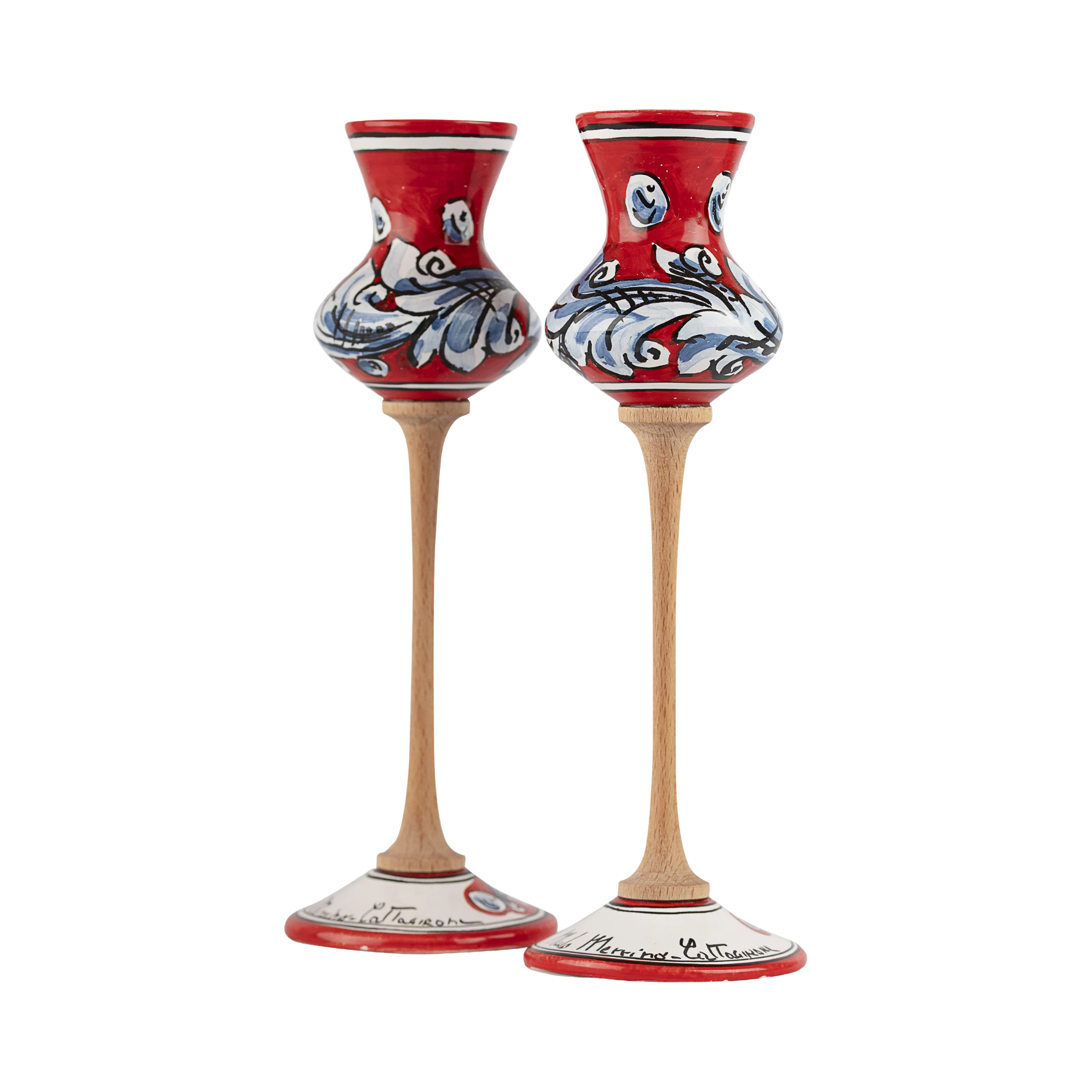 Bicchiere da Grappa in ceramica – Ornato Rosso