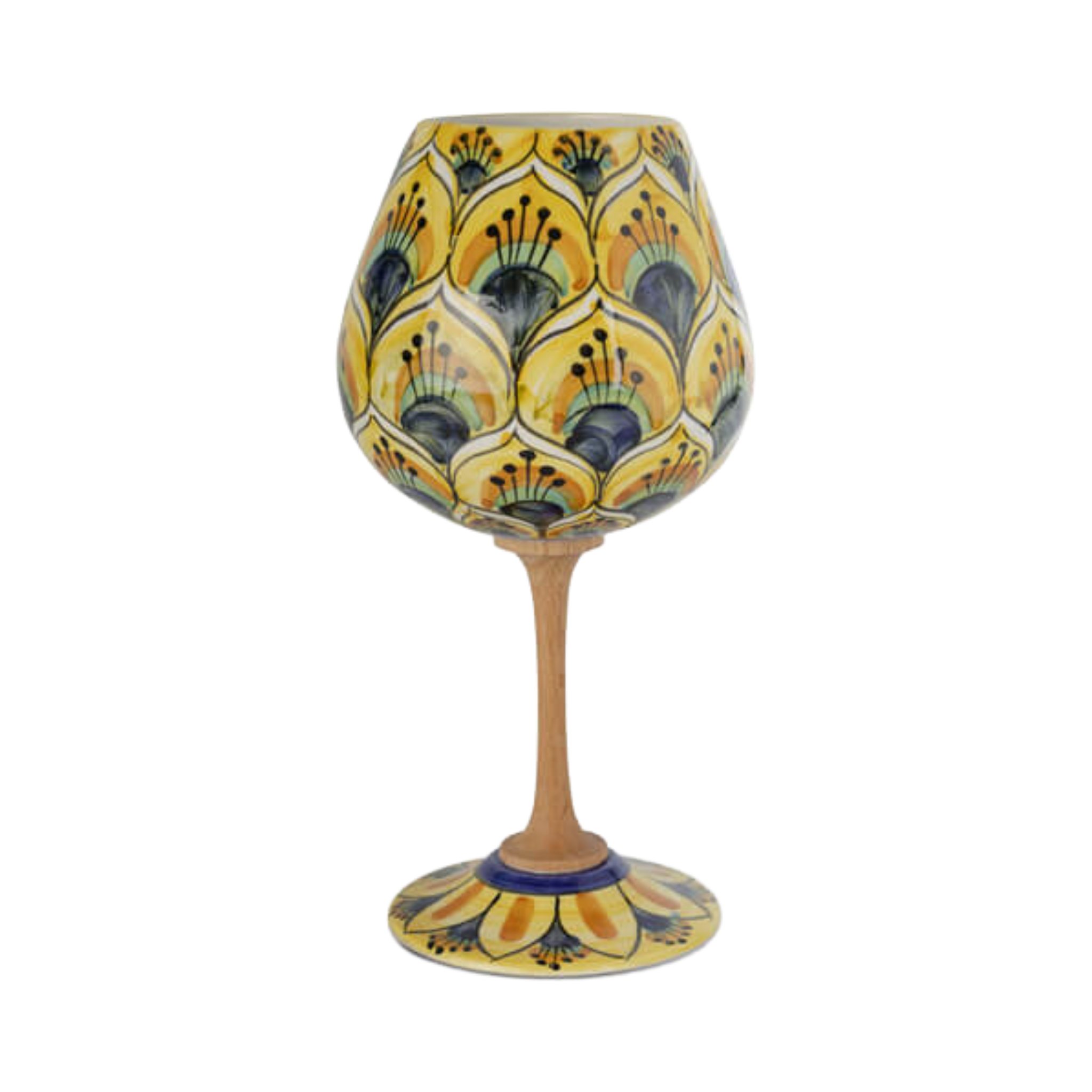 Calice in ceramica – Coda di Pavone Giallo