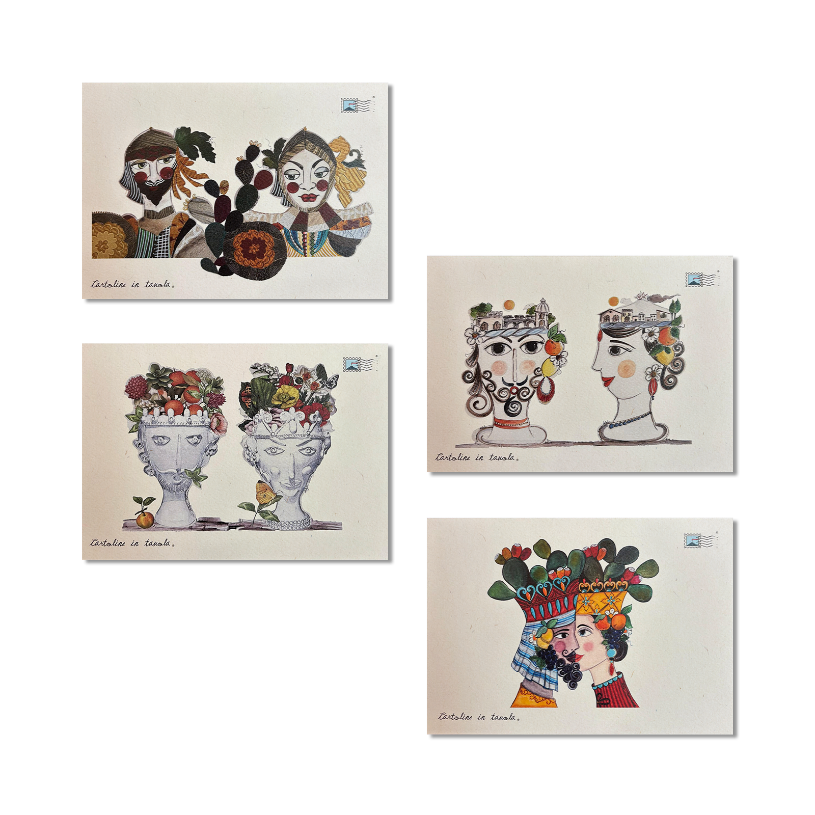 Set di 4 Stampe Illustrate – Collezione Mori