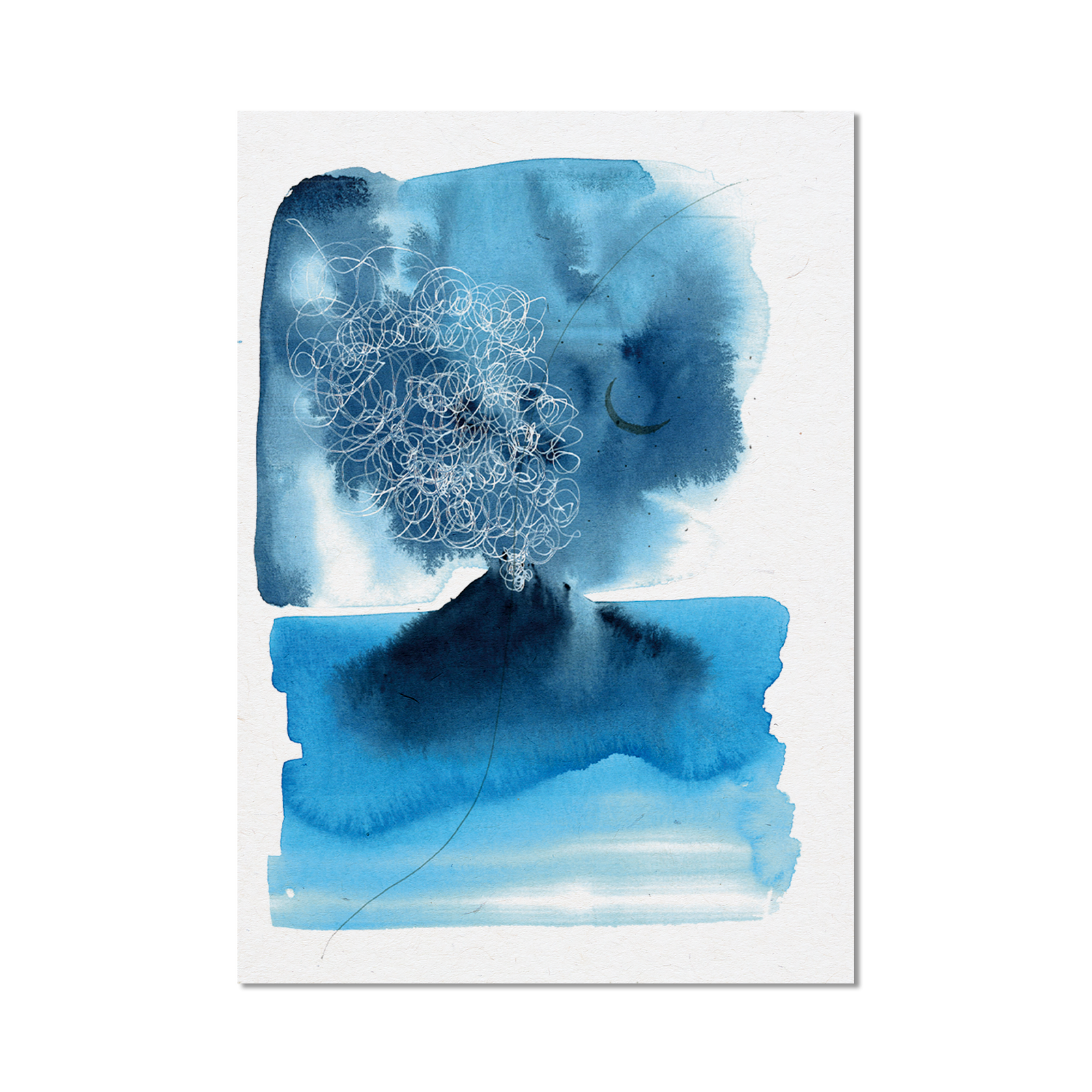 Stampa Illustrata – Collezione Vulcani – Blu Stromboli