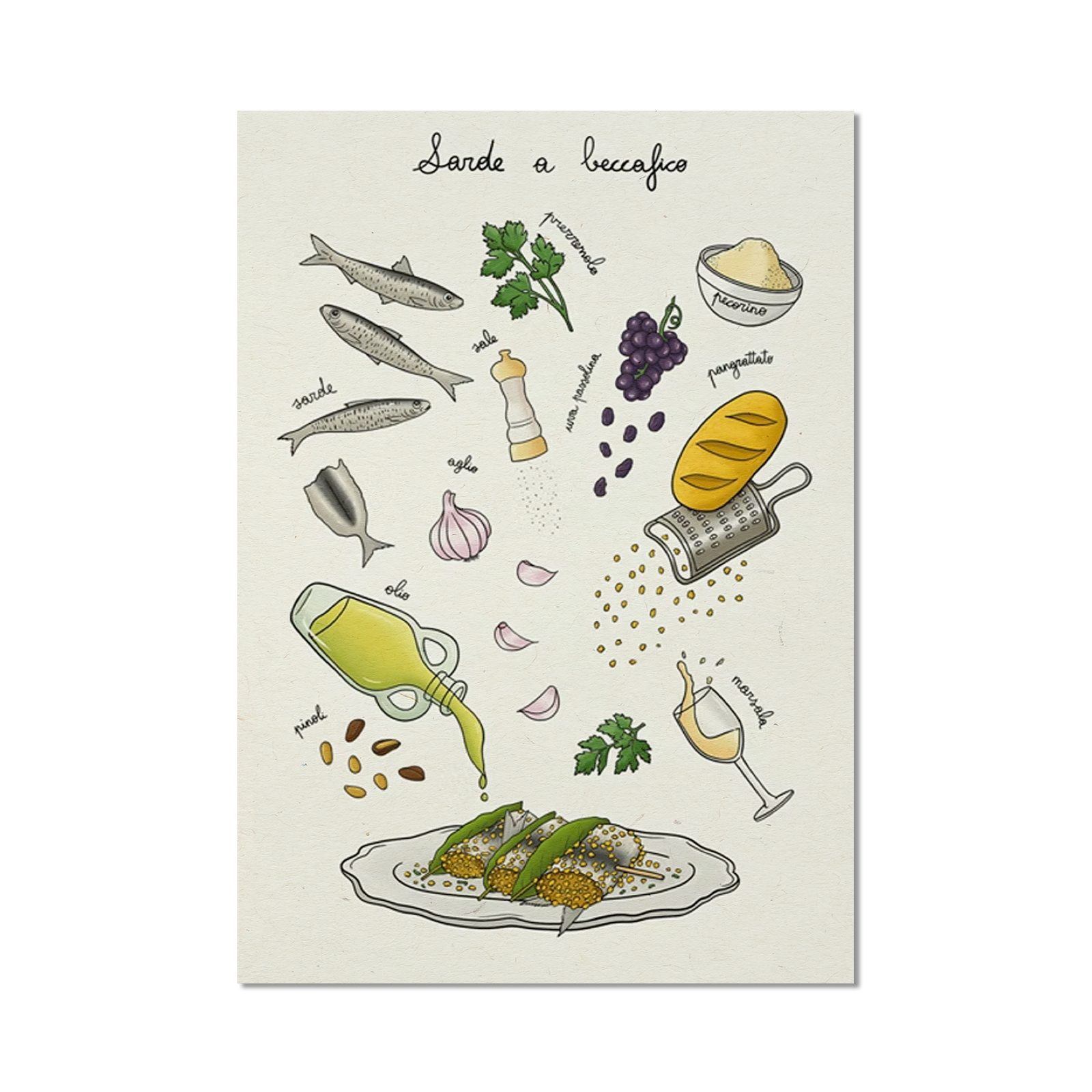 Stampa illustrata – Sarde a Beccafico